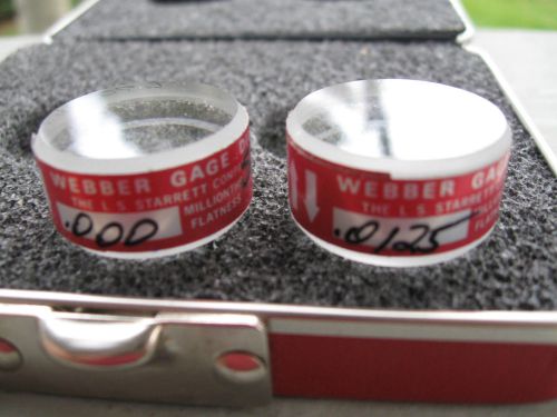 Vg+ 2 Piece STARRETT WEBBER OFPS2 SAPPHIRE OPTICAL PARALLEL GAGE SET new $985