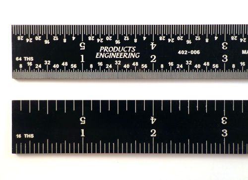 Blem Second PEC 24&#034; 4R (1/8,1/16,1/32,1/64) Rigid Black Chrome Machinist Ruler