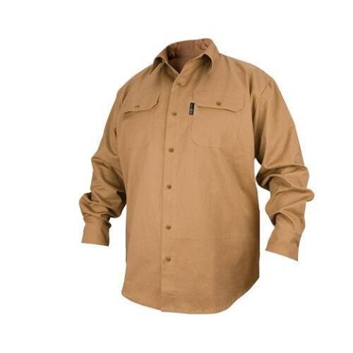 Revco FS7-KHK 7 oz. Khaki FR Cotton Long Sleeve Work Shirt, 2X-Large