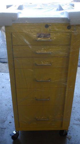 Harloff 6156 Yellow Crash Cart Narrow 6 Drawer Break Away Lock New