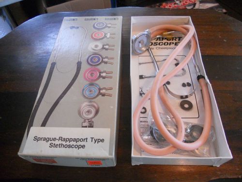 NOS New Vintage Sprague - Rappaport Graham Field Stethoscope 22&#034; 04-602 Peach