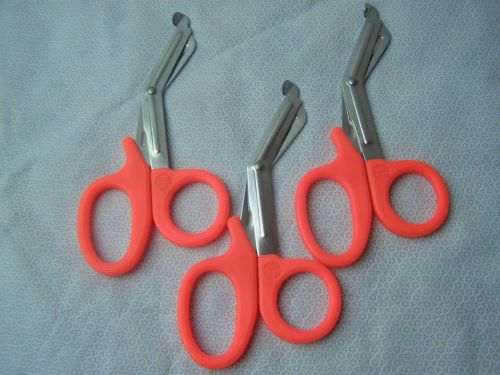 3- utility scissors 7.5&#034; neon orange emt medical paramedic nurse scissors for sale