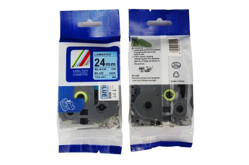 Compatibllabel tape for brother tz-551 black on blue  0.94&#034;x26.2ft for sale
