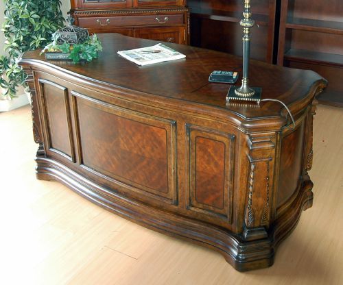 Ornately Detailed 66&#034; Executive Office Desk