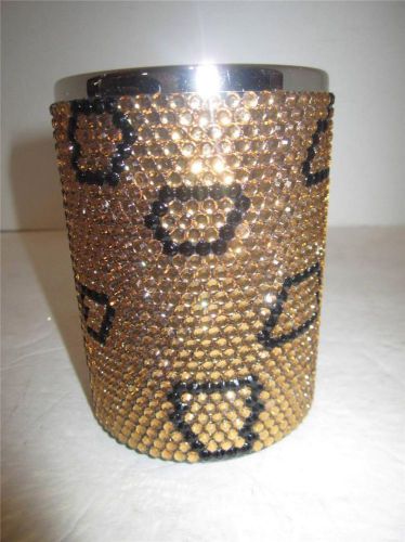 Rhinestone leopard print pen pencil holder makeup brush cup desk storage