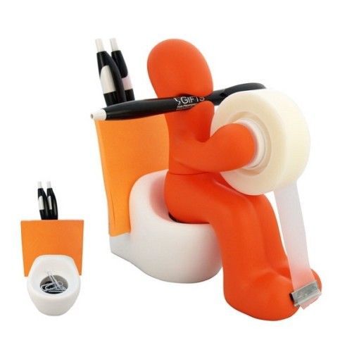 Butt Station Orange Desk Accessory Pen Tape Holder