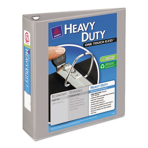 Heavy-duty view binder with one touch ezd rings, 2&#034; capacity, gray for sale