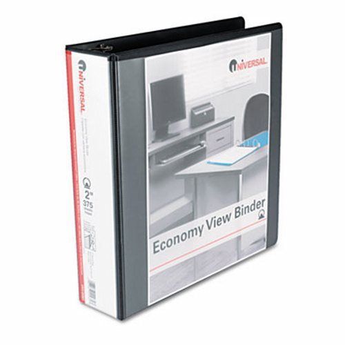 Universal Round Ring Economy Vinyl View Binder, 2&#034; Capacity, Black (UNV20981)