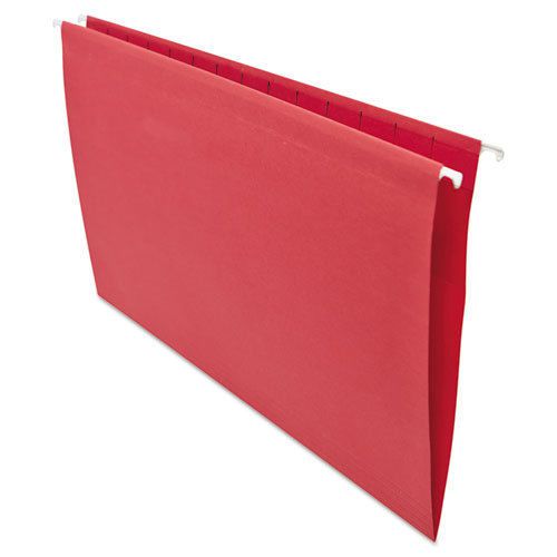 Hanging File Folders, 1/5 Tab, 11 Point Stock, Legal, Red, 25/Box