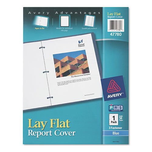 Polypropylene report cover, flex fastener, letter, 1/2&#034; capacity, clear/blue for sale