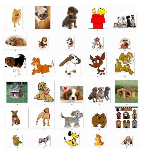 30 Square Stickers Envelope Seals Favor Tags Dogs Buy 3 get 1 free (d1)