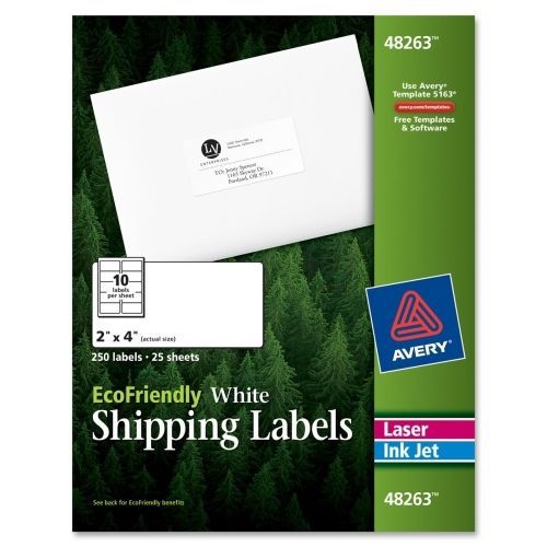 Avery mailing label - 2&#034;wx4&#034;l - 250/pack - rectangle -laser,inkjet - white for sale