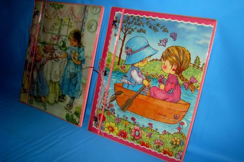 2 SARAH KAY SCHOOL SUPPLIES FOLDERS CAKE BIRTHDAY BOATING ROWING CUTE GIRLS 7x9&#034;