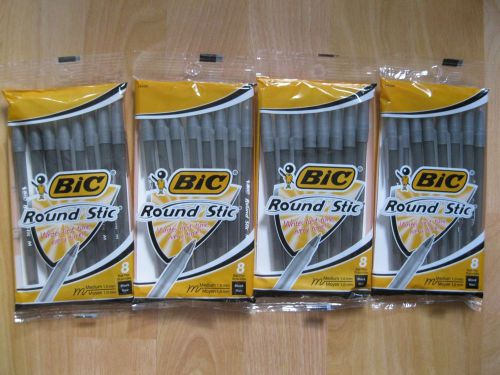 (4) 8 Pack BIC Round Stic Ball Point Pens Medium 1.0 Black