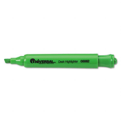 Universal Desk Highlighter, Chisel Tip, Fluorescent Green, 12/Pk, DZ - UNV08862