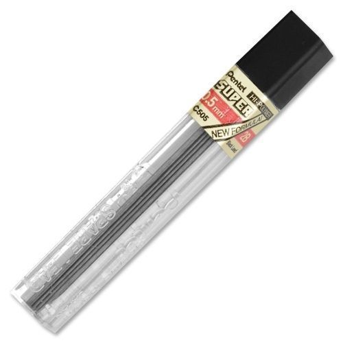 2 Pentel Super Hi-Polymer Lead - 0.50 mm - Fine Point - 2B - Black - 12/Tube