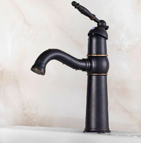 Retro Oil Rubbed Bronze Basin Faucet Single Handle Deck Mount Mixer Tap