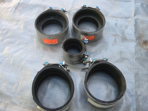 5 EA. &#034;BAND-SEAL COUPLERS, 2 EA 3&#034; TO 4&#034;,2 EA 4&#034; THIN WALLED PL PIPE ,1 EA SBCC