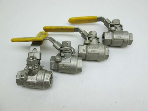 Lot 4 fnw stainless 2000wog cf8m 3/8in npt threaded ball valve d388069 for sale