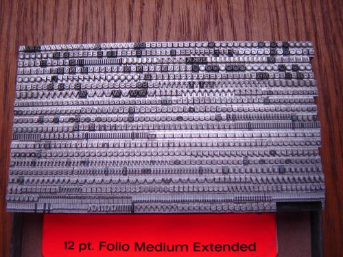 Letterpress Metal Type  &#034;Folio Medium Extended&#034;   12 Point