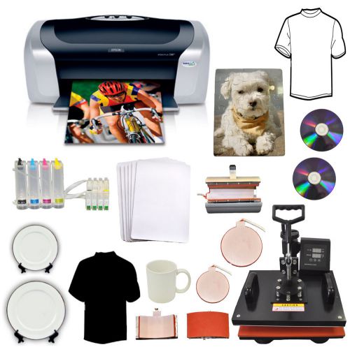 New 5in1Heat Transfer Press,Epson Printer C88,CISS,T-shirts,Mugs,Hats,Plates,DIY