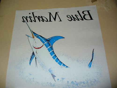 Blue marlin__vintage heat on t-shirt transfer_ for sale