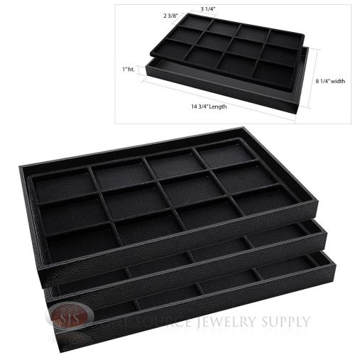 3 wooden sample display trays 3 divided 12 compartment black tray liner inserts for sale