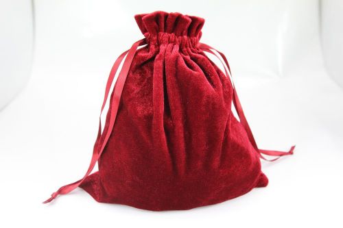 10pcs Large Velvet Bags Red Drawstring Pouches Gift Wedding Favors Jewelry 8&#034;x8&#034;