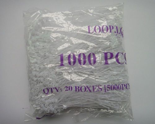 Lots 1000pcs 3&#034; white snap fastener lock pin loop plastic tags ties hook  manual for sale