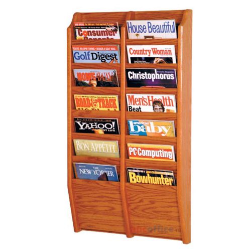 Wooden Mallet  MR36-14 Medium Oak 14 Pocket Magazine Wall Rack