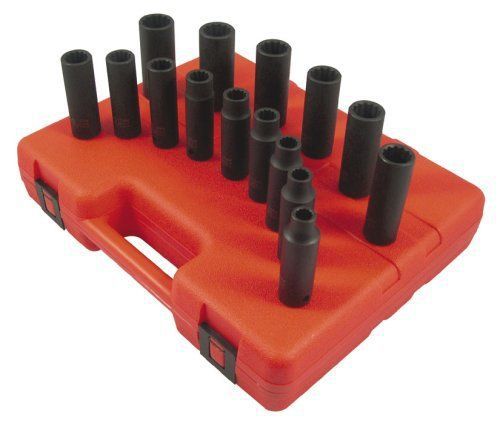 Sunex 2672 15 piece 1/2&#034; drive deep metric 12 point impact socket set, new for sale