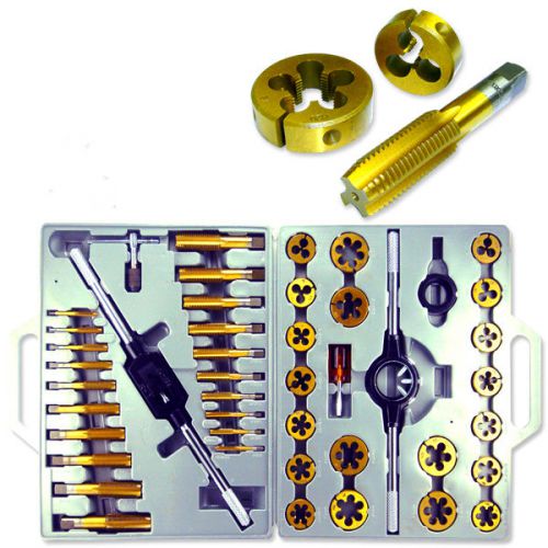 (Both) 45pc Jumbo Titanium Tap and Die Set, SAE 1/4&#034; ~ 1&#034; And Metric 6MM ~ 24MM