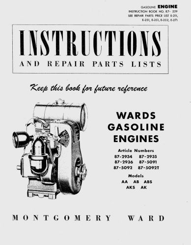 Montgomery ward gasoline engines manual for sale