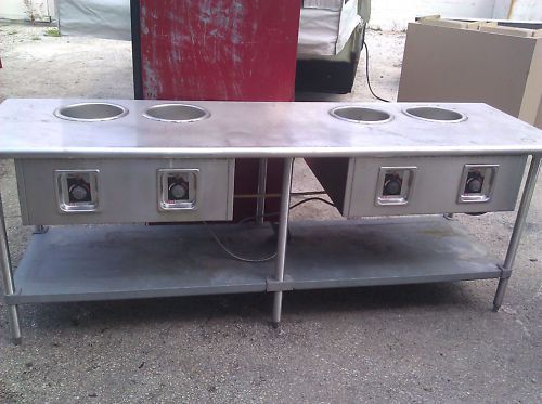 8ft Stainless Steel Table with 4 Soup Warmers