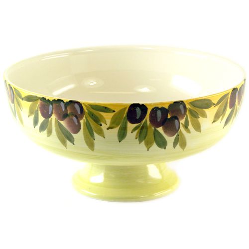 Ceramiche alfa black olive italian mediterranean pedestal bowl catering serve for sale