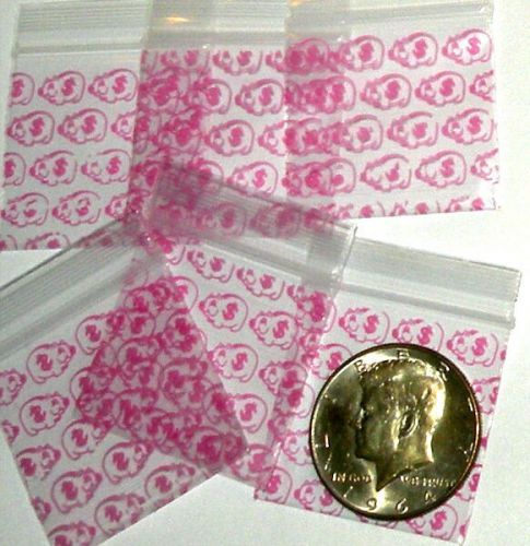 200 Baggies pink piggy banks 1.5 x 1.5 in. mini ziplock bags 1515 Apple