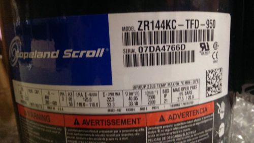 Copeland Scroll 12 ton Compressor 460V 3 phase, ZR144KC-TFD-950 New