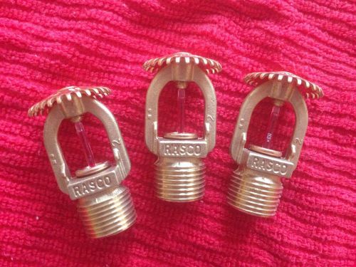 3 used RASCO brass RED TOP Fire Sprinkler Heads  Steampunk Industrial