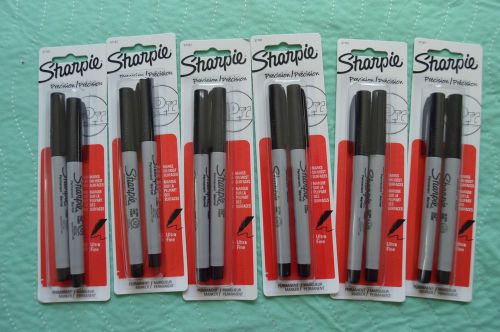 Sharpie Ultra Fine Point Permanent Precision 12 Black Markers (6 Packs Of 2)