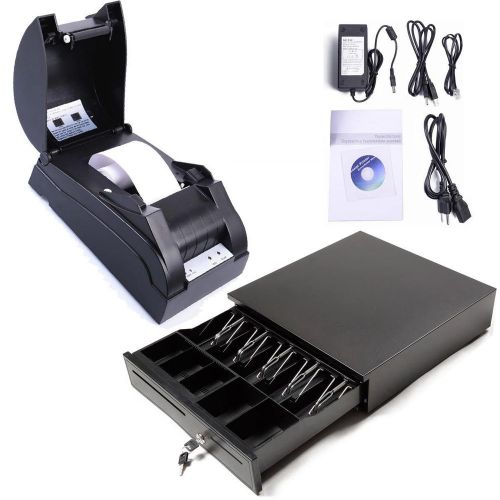 USB 58mm POS Thermal Dot Receipt Printer Set &amp; Electronic Cash Drawer Roll Paper