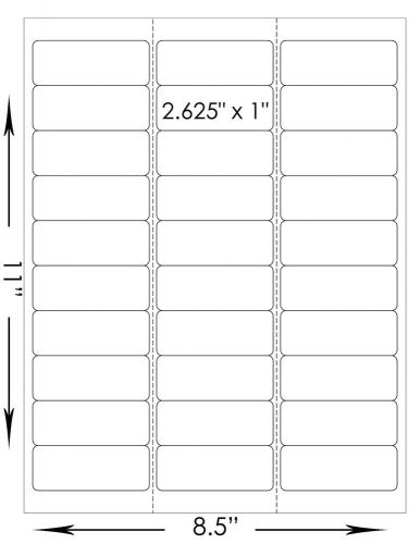 50 Sheets 1500 Stickers White Laser Inkjet 2.625&#034; x 1&#034; Blank Rectangle Labels