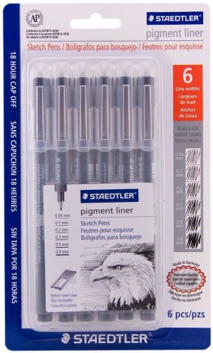 STAEDTLER PIGMENT LINER ARTIST PEN SKETCH SETS 6 sizes