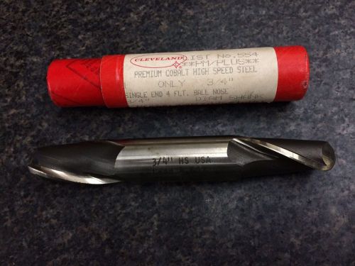 Cleveland Twist 3/4&#034; 4 Flute Premium Cobalt Ball Nose Endmill (L554/C42564)