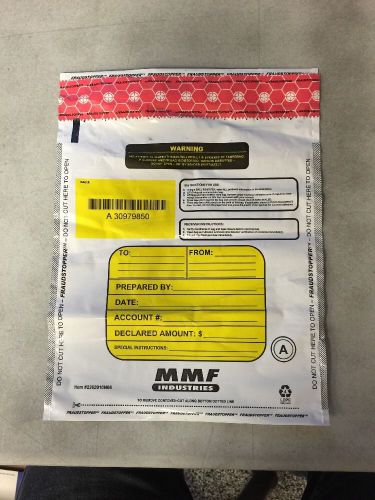 Lot of 100 MMF Industries 236-2010-N-06  9 X 12 Inch Tamper Evident Deposit Bags