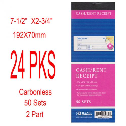 24 Pcs 2 Part Carbonless Cash/Rent Receipt Books Forms Invoice 50 Sets