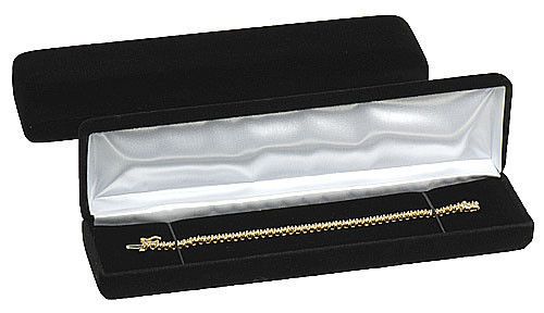 Black Velvet Bracelet Watch Jewelry Gift Box 8&#034; x 2&#034; x 1 1/8&#034;H