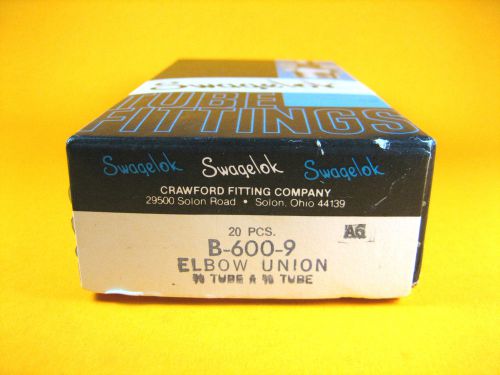 Swagelok -  b-600-9 -  brass elbow union, 3/8&#034; tube x 3/8&#034; tube (box of 20) for sale