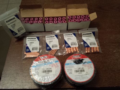 Lot of welding supplies. lincoln wire radnor tig all brand new mint nib for sale