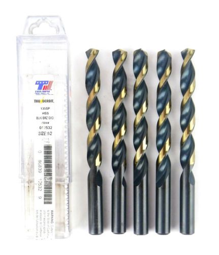 TRIUMPH 012532 1/2&#034; HSS HD Black Bronze Oxide Thunderbit Jobber Drill QTY 5 B10