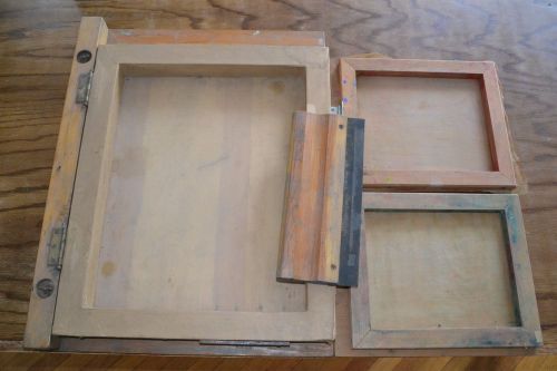 Lot WOODEN SILKSCREEN Printing Equipment W/Silk 1 SQUEEGEE silk Screen